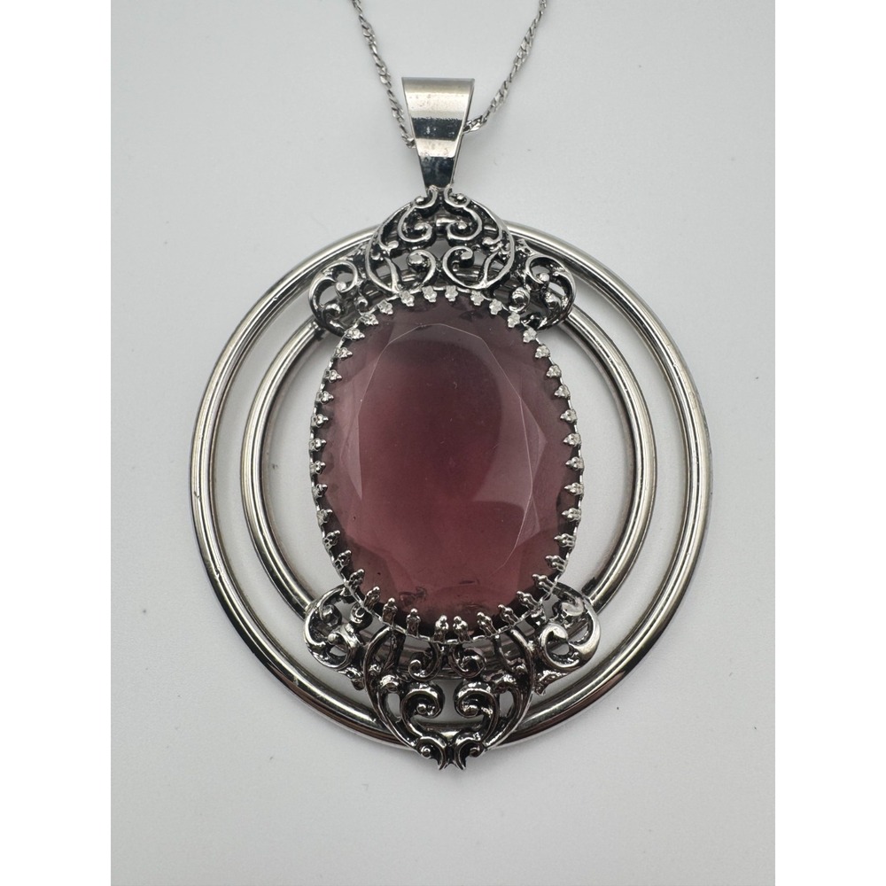 Vintage Napier Necklace Purple Oversized Statement Pendant 24 in